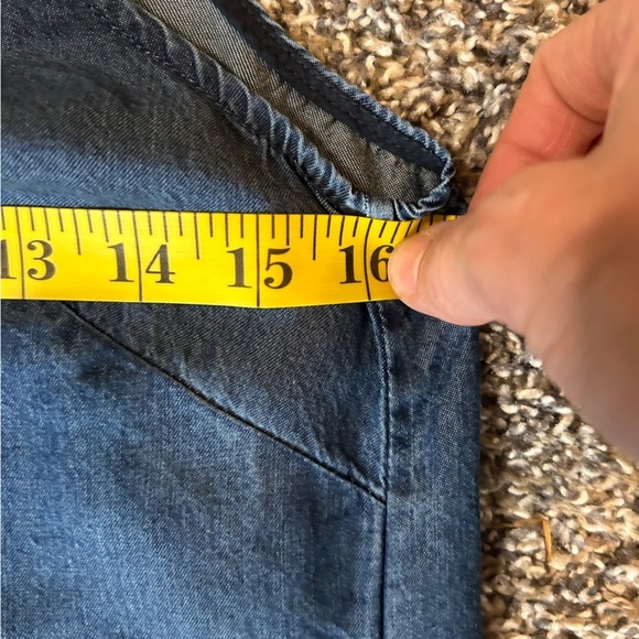 5/$25 Gap adorable blue chambray sleeveless mini prairie dress size small - Picture 6 of 8